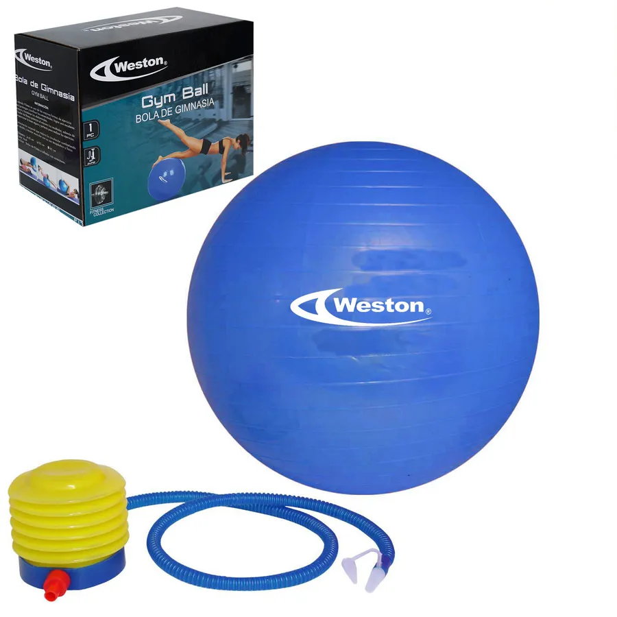 PELOTA DE GIMNASIA 45CM CON BOMBA BLUE