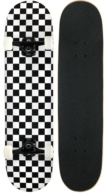 PATRÓN CHECKER 7,75 completo prefabricado de monopatín PRO en negro / blanco — vista 5