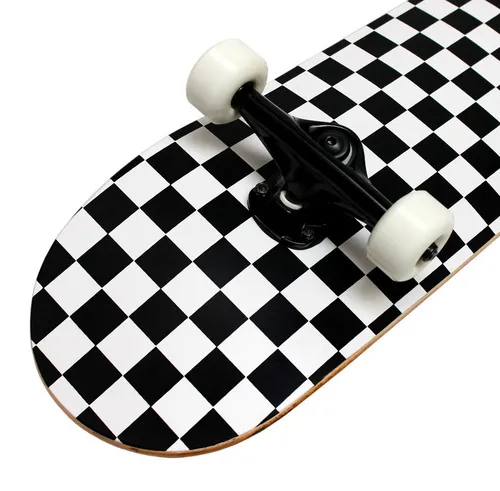 PATRÓN CHECKER 7,75 completo prefabricado de monopatín PRO en negro / blanco — vista 3