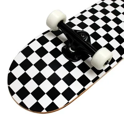 PATRÓN CHECKER 7,75 completo prefabricado de monopatín PRO en negro / blanco — vista 8