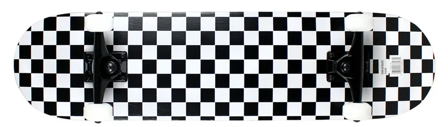 PATRÓN CHECKER 7,75 completo prefabricado de monopatín PRO en negro / blanco — vista 2