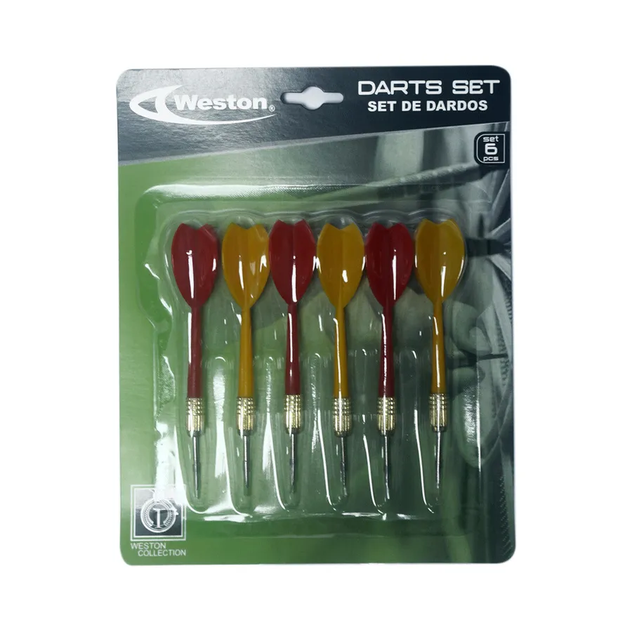 SET DE DARDOS PE+STEEL 6PZ 3YELLOW+3RED