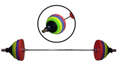 SET OLIMPICO 185 KG CON DISCOS COLORES — vista 3