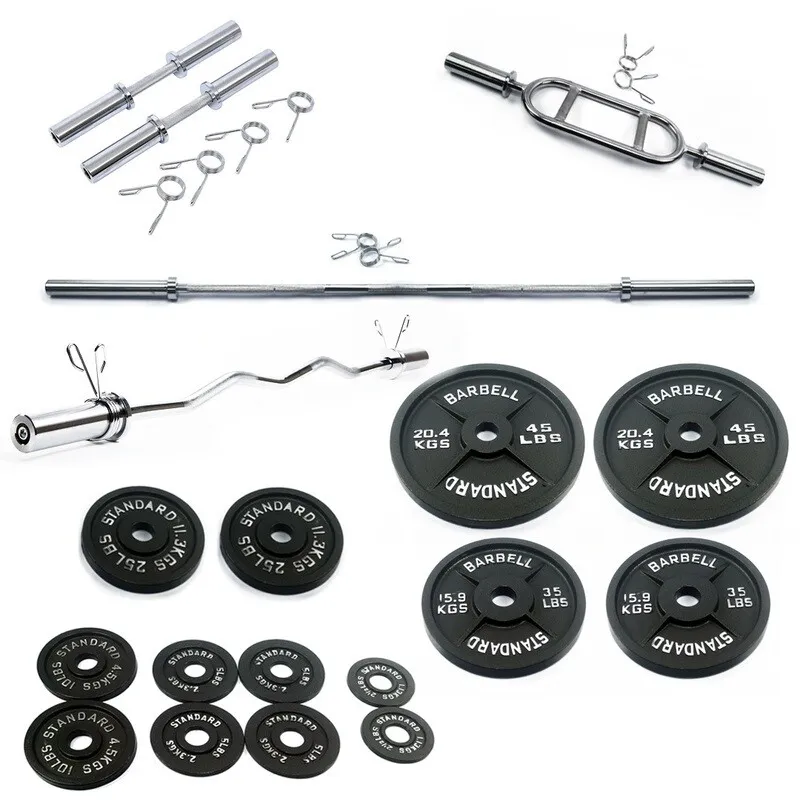 CONJUNTO OLIMPICO HIERRO 310 LBS CON BARRAS Z, TRICEP Y MANCUERNAS — vista 3