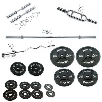 CONJUNTO OLIMPICO HIERRO 310 LBS CON BARRAS Z, TRICEP Y MANCUERNAS — vista 2