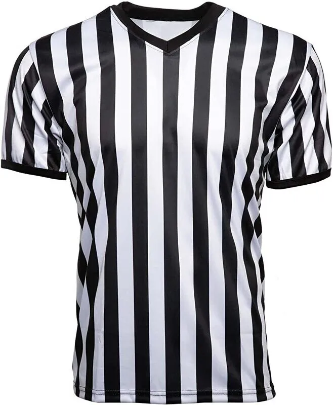 camiseta de árbitro con cuello en V para hombre, diseño oficial de rayas en blanco y negro, camiseta oficial para baloncesto, fútbol y voleibol. — vista 3