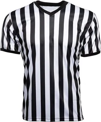 camiseta de árbitro con cuello en V para hombre, diseño oficial de rayas en blanco y negro, camiseta oficial para baloncesto, fútbol y voleibol. — vista 2