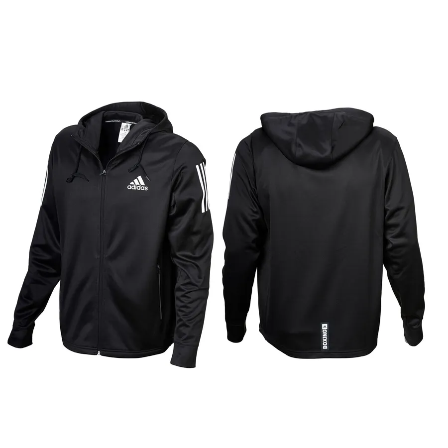 CHAQUETA TECH C/CAPUCHA Y CREMALLERA NEGRO/BLANCO