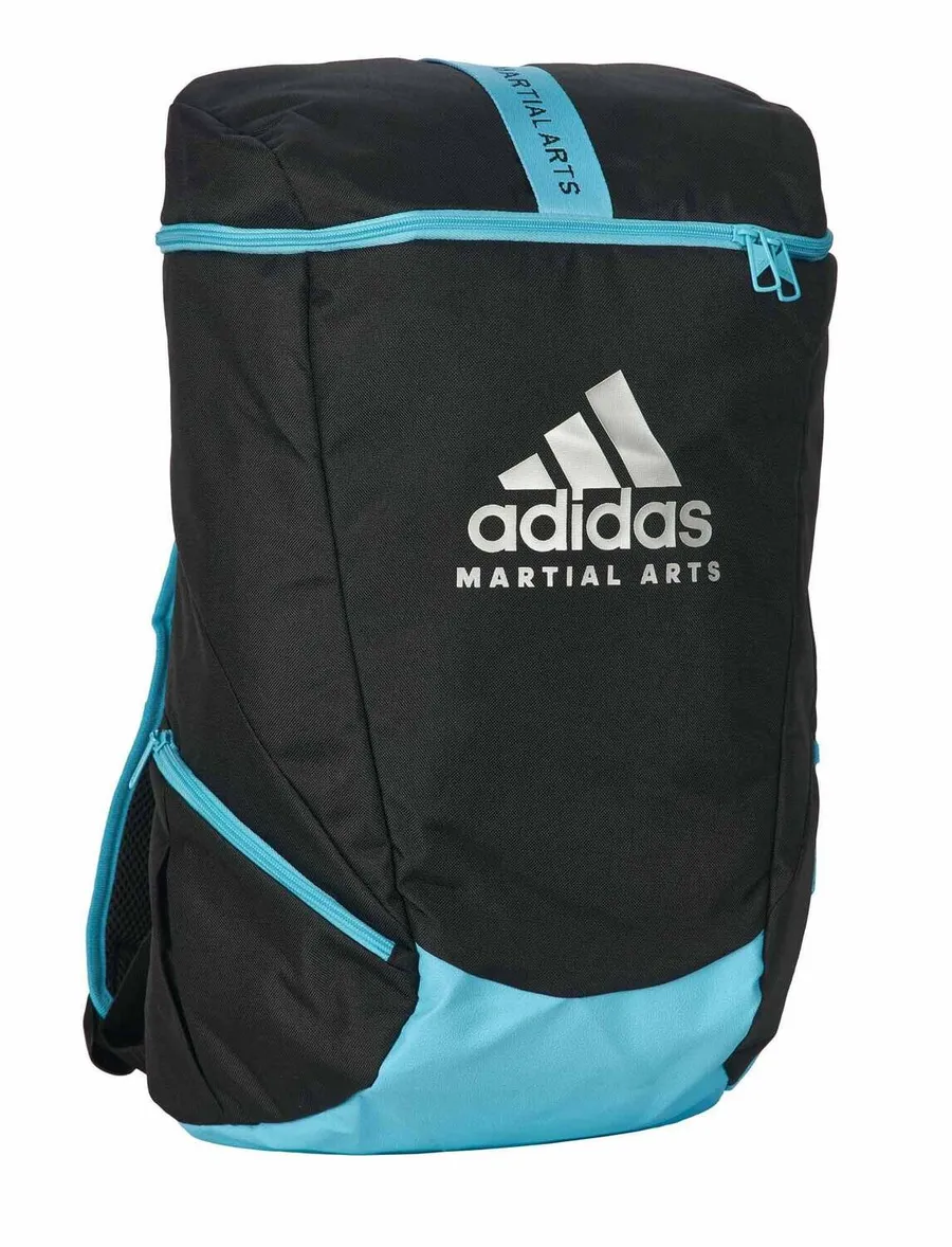 mochila adidas sport artes marciales negro/cian brillante