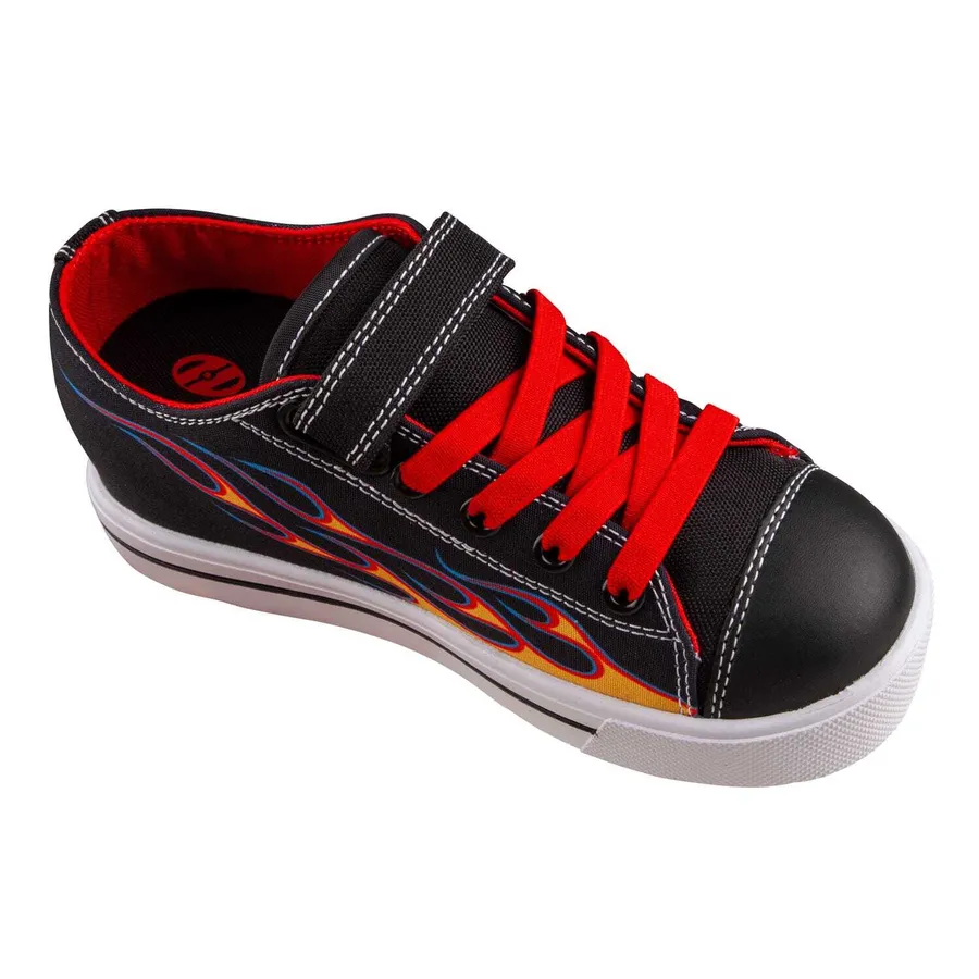 ZAPATILLAS SNAZZY LONA NYLON LLAMA NEGRO/AMARILLO/ROJO — vista 4