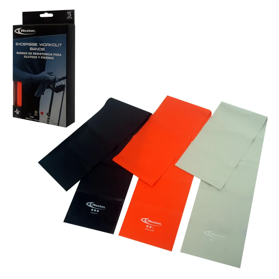 SET DE 3 BANDAS PARA PILATES ELÁSTICAS LIGHT/MEDIUM/HEAVY