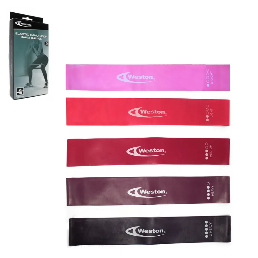BANDAS ELÁSTICAS SET DE 5 X LIGHT/MED/HEAVY/X-HEAVY