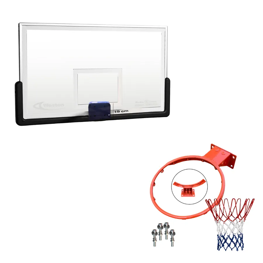 TABLERO BASKET PRO VIDRIO TEMPLADO NBA SPECS 182MX106M + ARO BASKET PROFESIONAL P/TABLERO