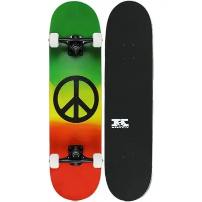 KPC Pro Skateboard Rasta Peace Sign 7.75 "