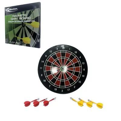 tablero de dardos magnético black con 6 dardos de color