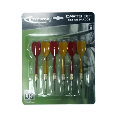 SET DE DARDOS PE+STEEL 6PZ 3YELLOW+3RED
