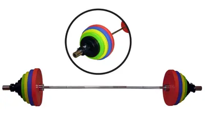 SET OLIMPICO 185 KG CON DISCOS COLORES