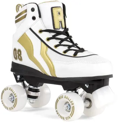 Rio Roller Varsity Blanco/Oro Patines 4 Ruedas