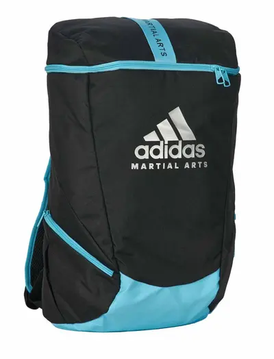 mochila adidas sport artes marciales negro/cian brillante